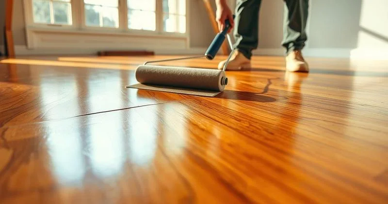 Serviço de aplicação de resina em piso de madeira
